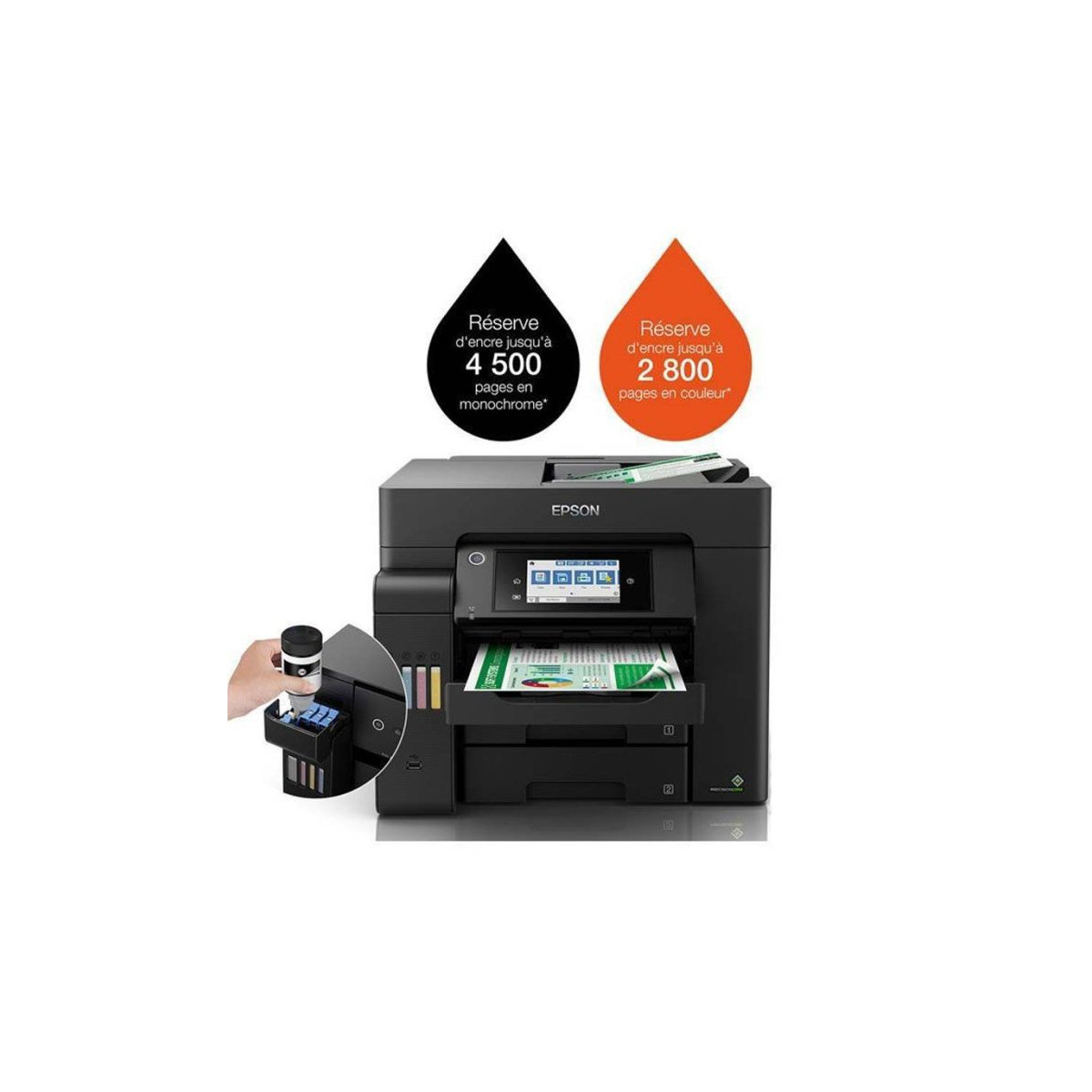 Imprimante à réservoir intégré Multifonctions 4 en 1 Epson EcoTank L6550 + 4 Bouteilles d’encre