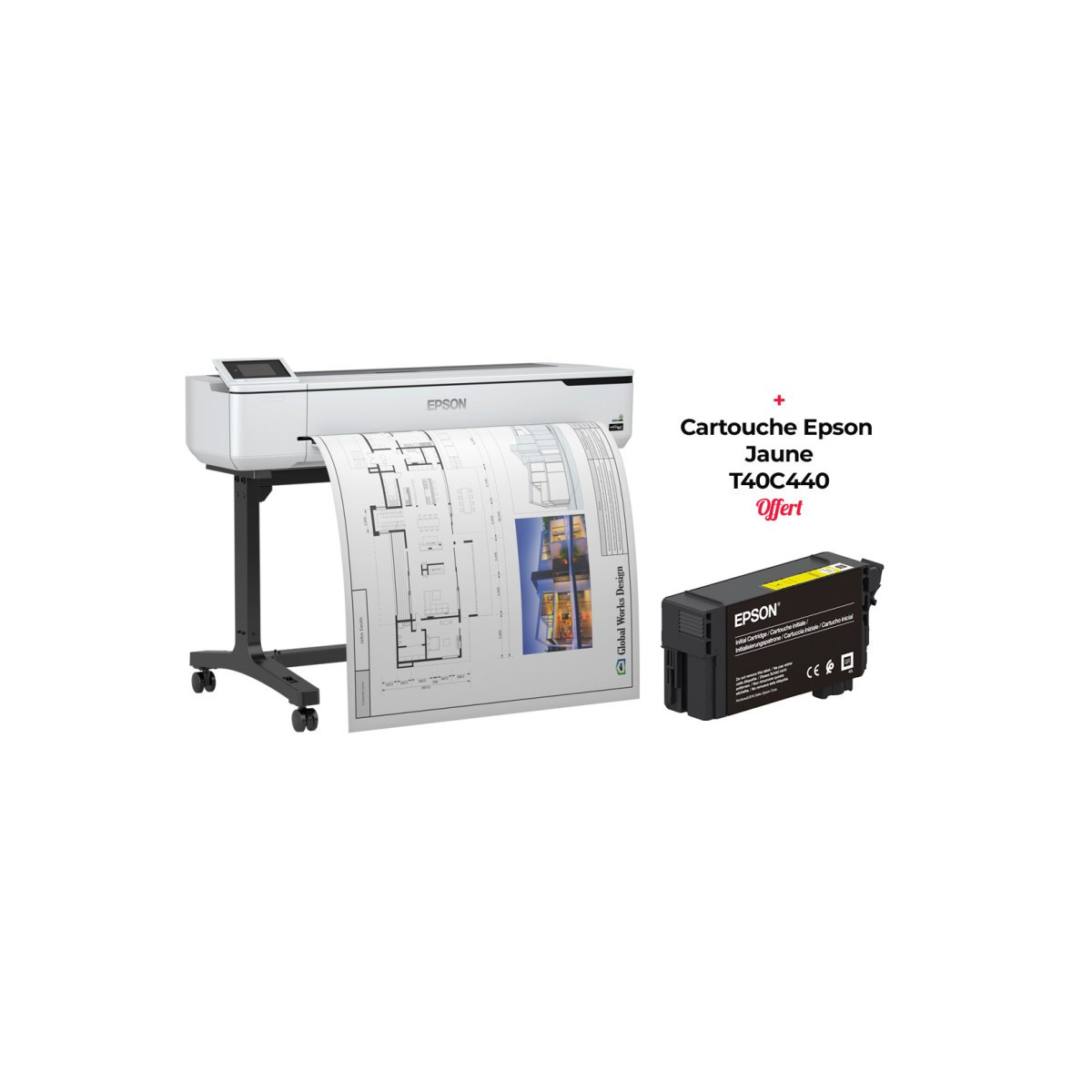 Traceur Epson SC-T5100 AVEC STAND + Cartouche Epson Jaune T40C440 Offert