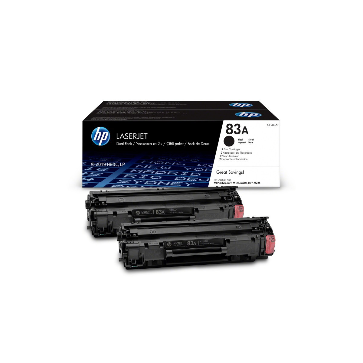 Pack de 2 Cartouches de toner originales HP LaserJet 83A / Noir / 1 500 pages CF283AF