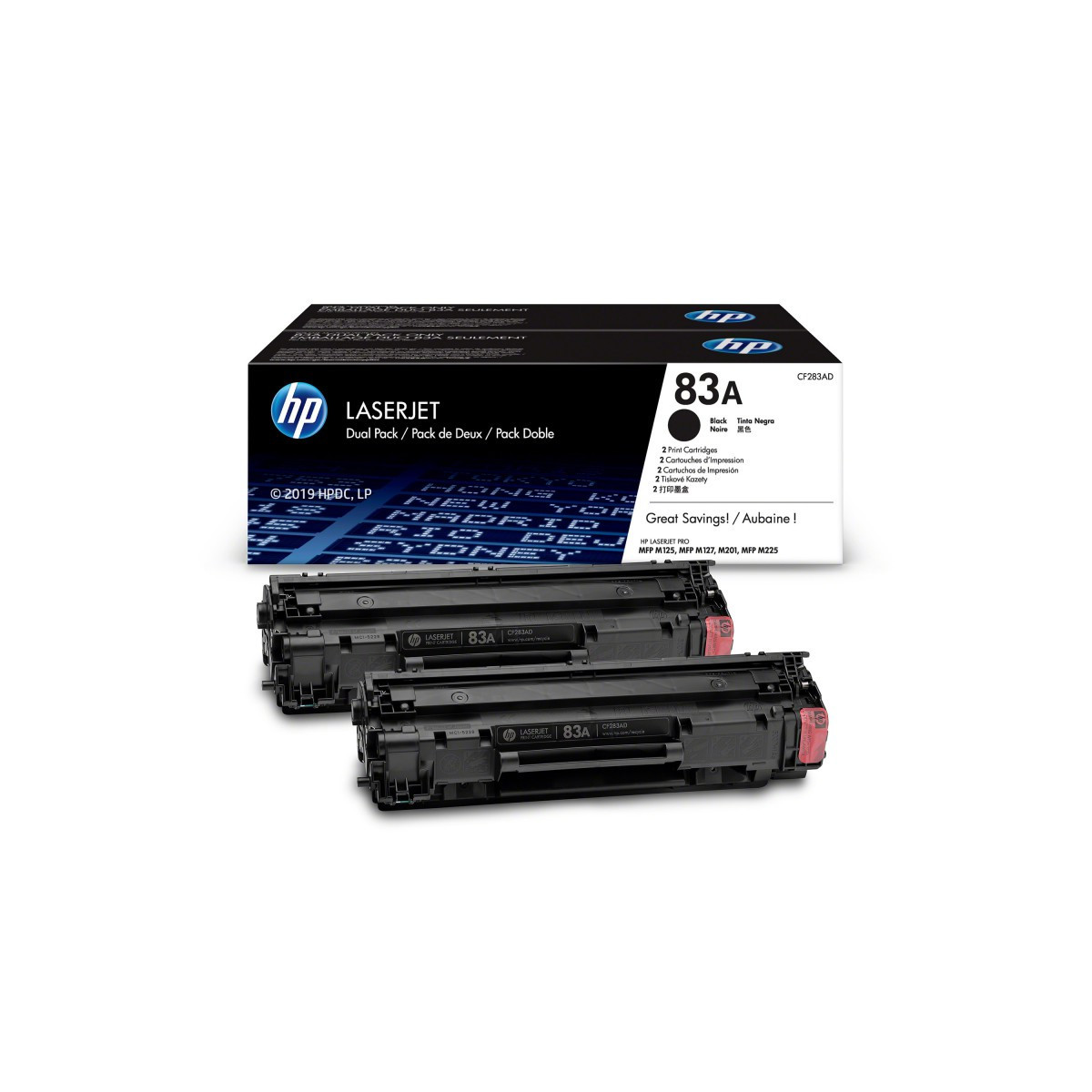 Pack de 2 toners Original HP LaserJet 83A / Noir