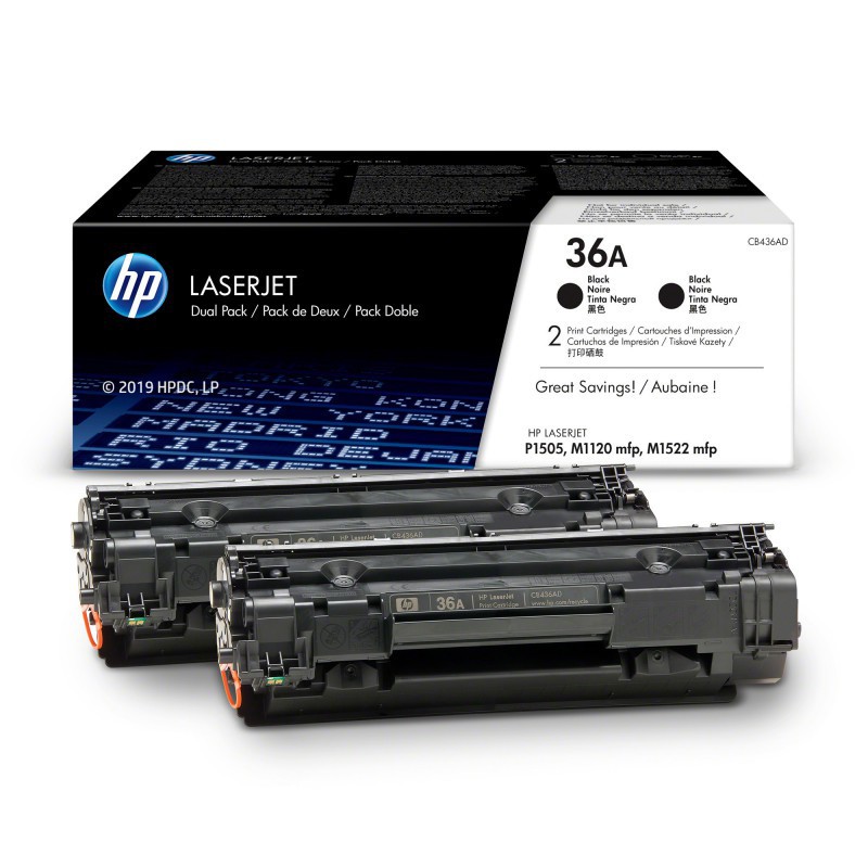 2x Toner HP LaserJet CB436A Noir