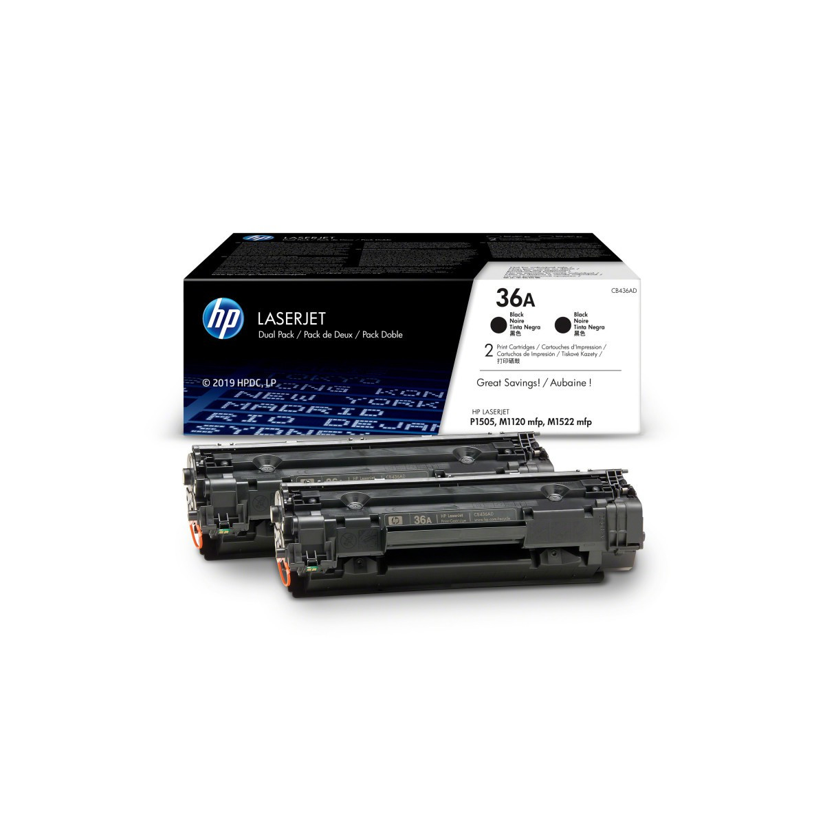 2x Toner HP LaserJet CB436A Noir