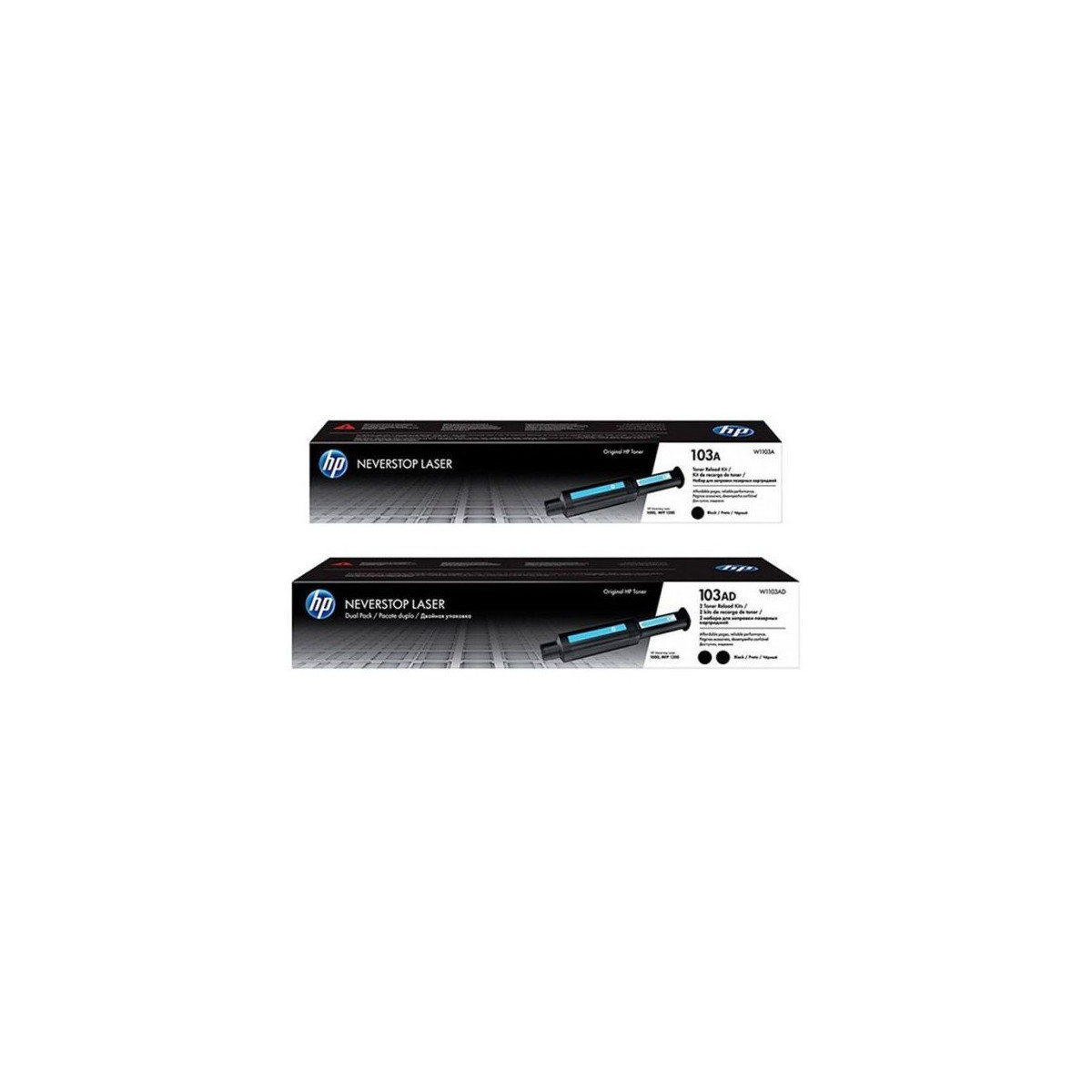 Kit double de recharge de toner laser Neverstop authentique HP 103A / Noir / 2500 pages