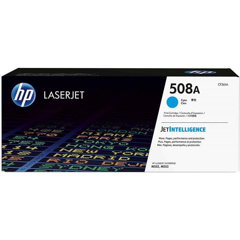 Cartouche de toner HP 508A LaserJet Cyan originale / 6 000 pages CF361A