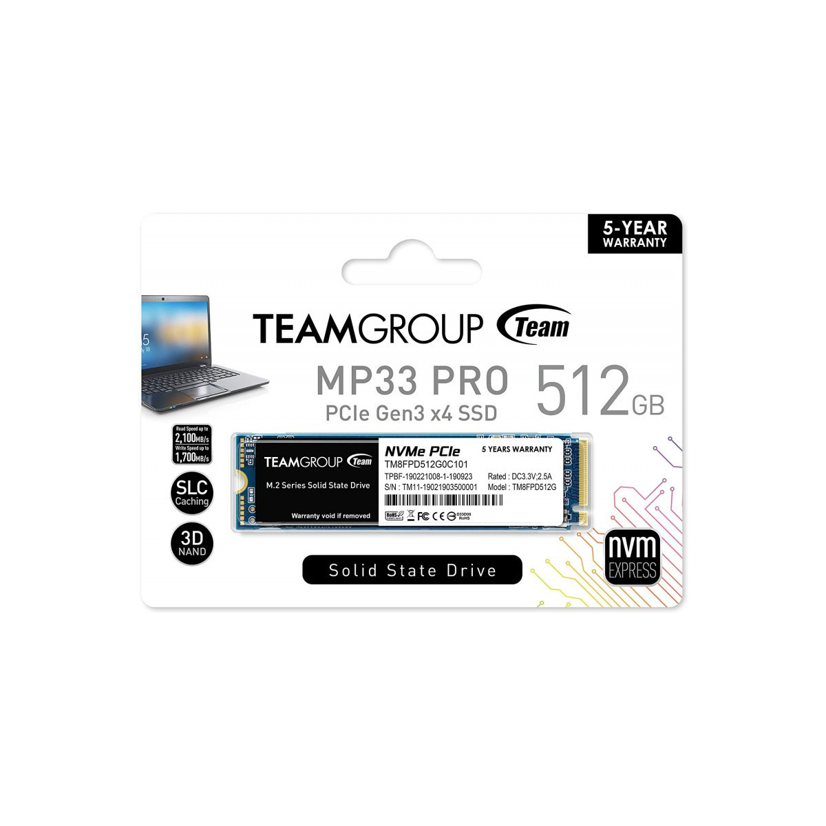 Disque Dur Interne SSD M.2 TeamGroup MP33 Pro / 512 Go