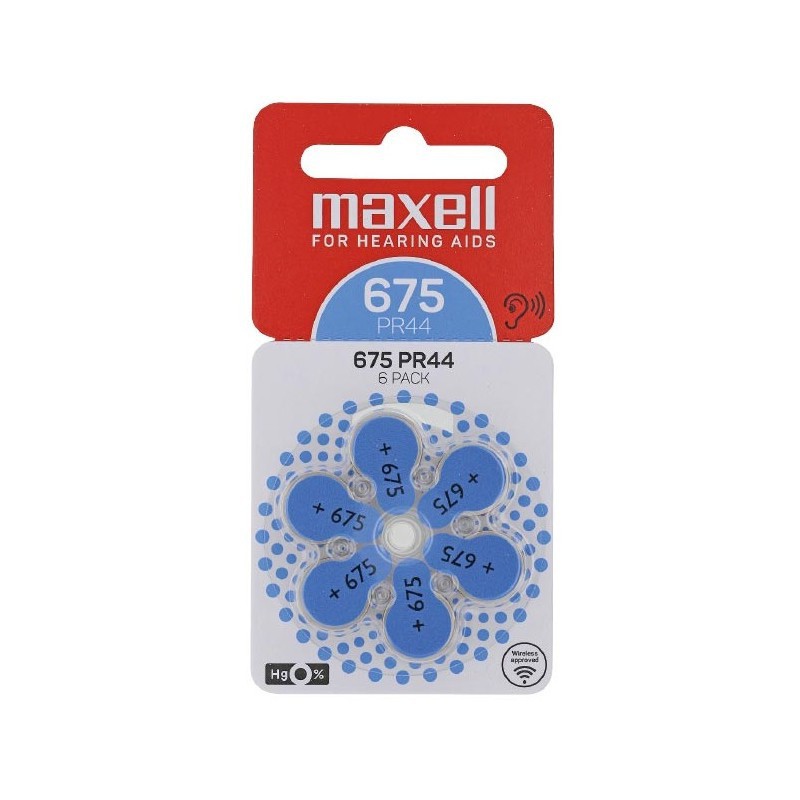 6 PILES MAXELL HEARING 675 AID BP6