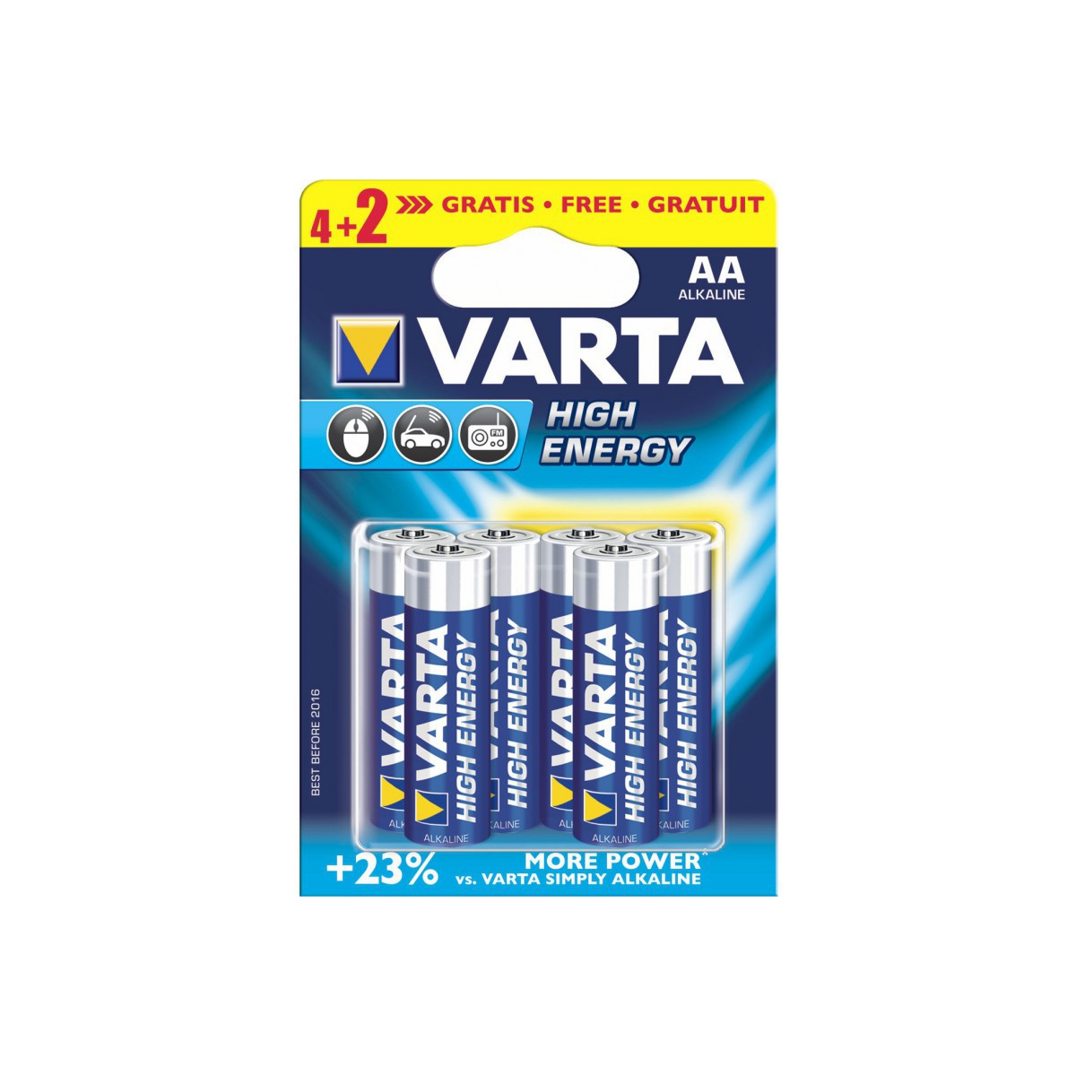 4x Piles AA Varta High Energy LR6 BP4 + 2 Piles offertes