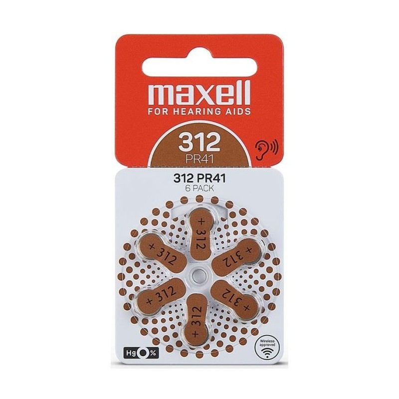 6x Piles Maxell Hearing Aid 312 pour appareils auditifs