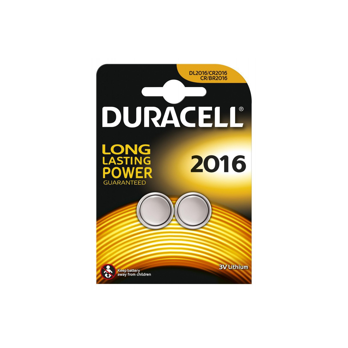 2x Piles Bouton Duracell CR2016