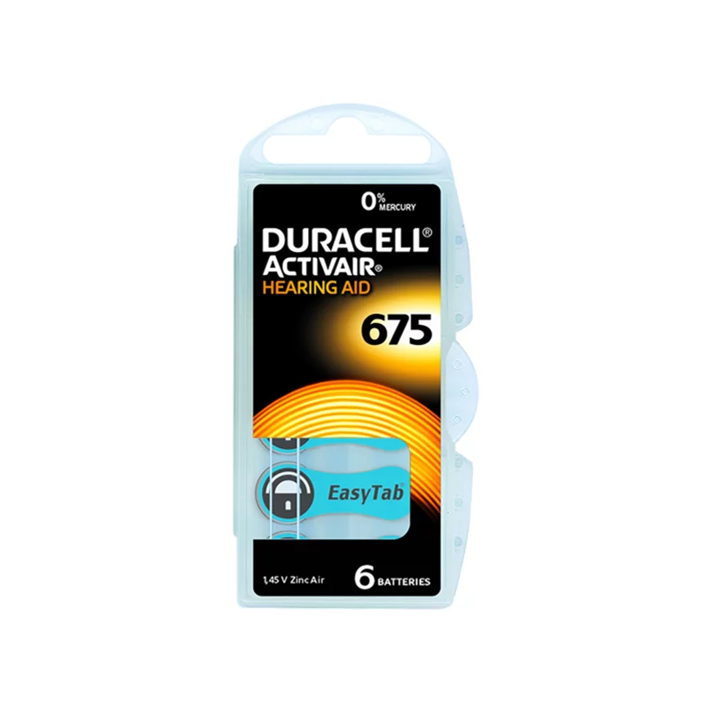 6X PILES DURACELL POUR APPAREILS AUDITIFS ZA 675