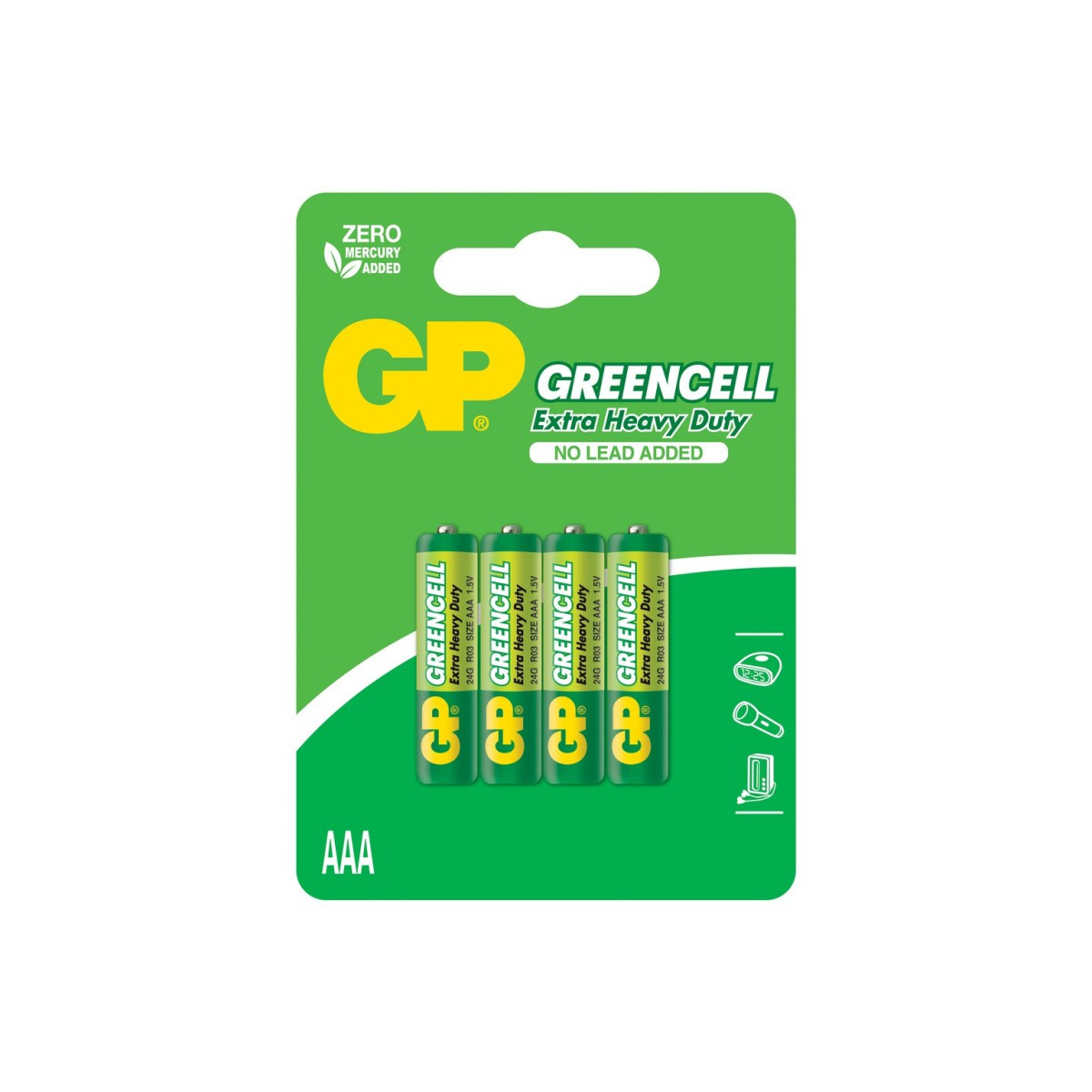 4x Piles GP Greencell Extra Heavy Duty / AAA / 1.5V