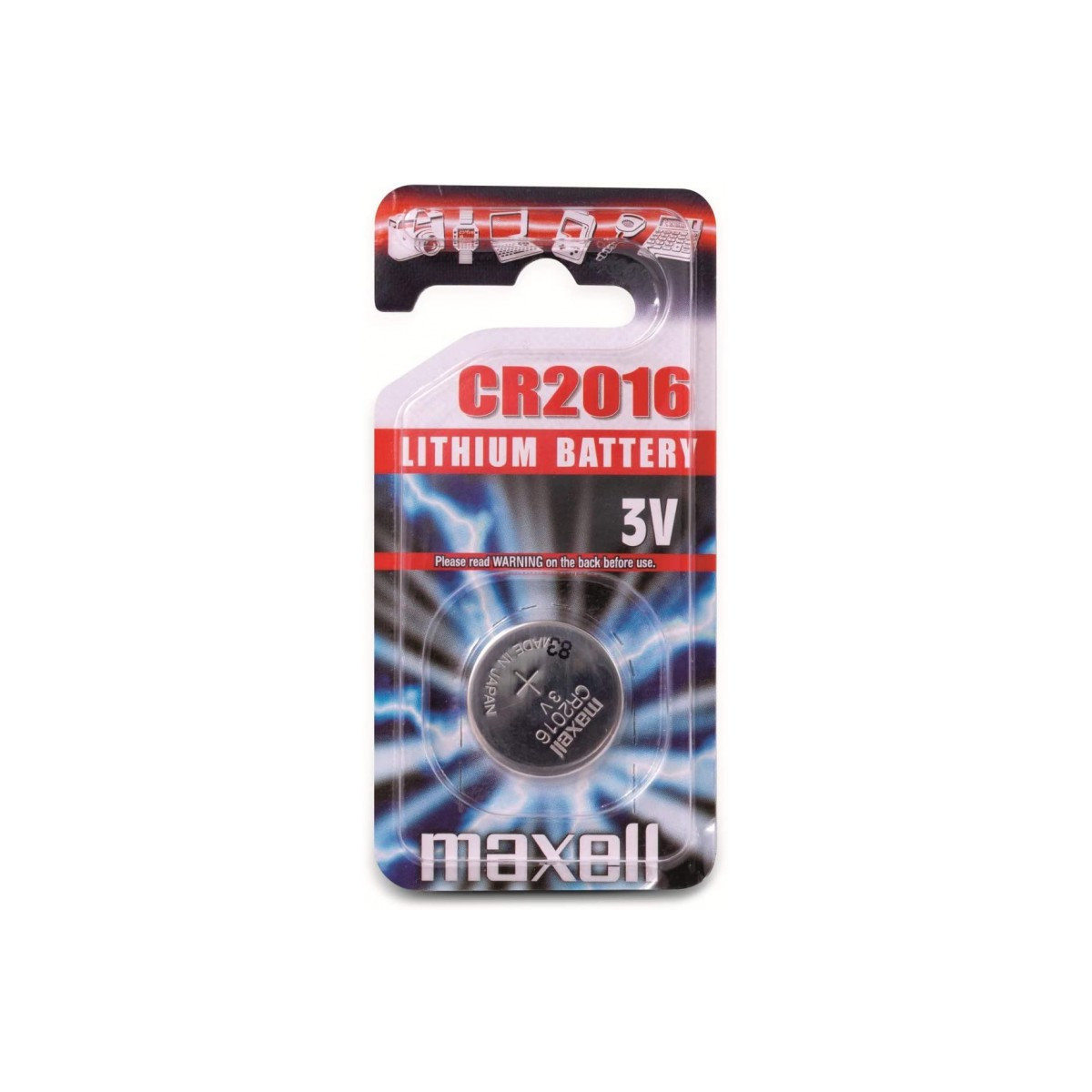 Pile Bouton lithium Maxell 3V CR2016