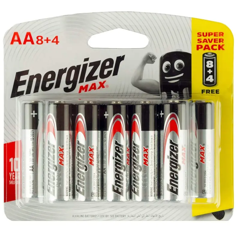 12 X PILES ENERGIZER MAX E91 BP8 AA