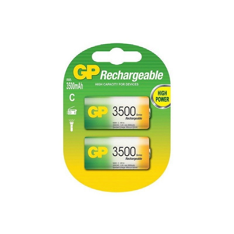 2x Piles GP Rechargeable NiMH C 3500 Series 3500 mAh