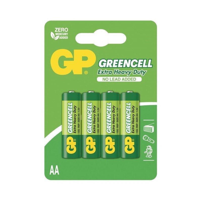 4x Piles AA GP Greencell Extra Heavy Duty / R03 / 1.5V