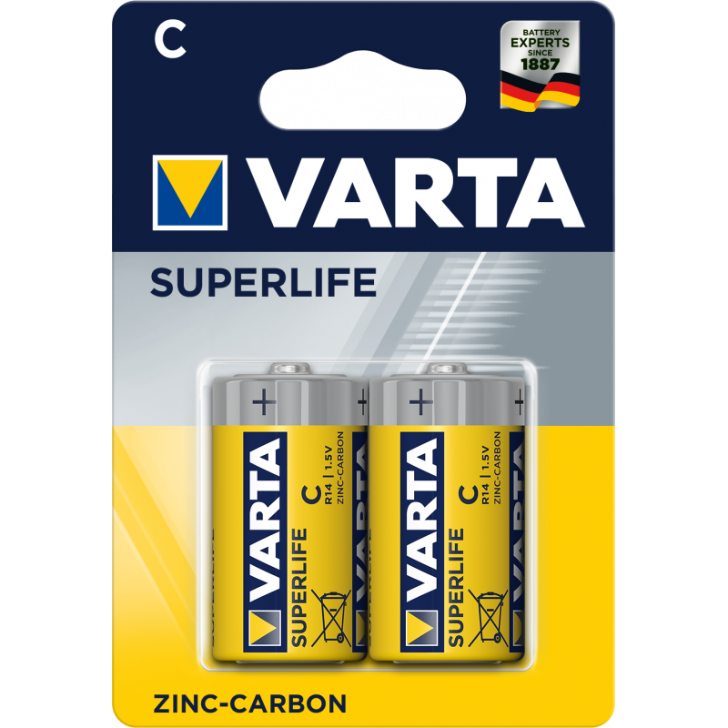 2x Piles Varta Superlife C / R14 / 1.5V