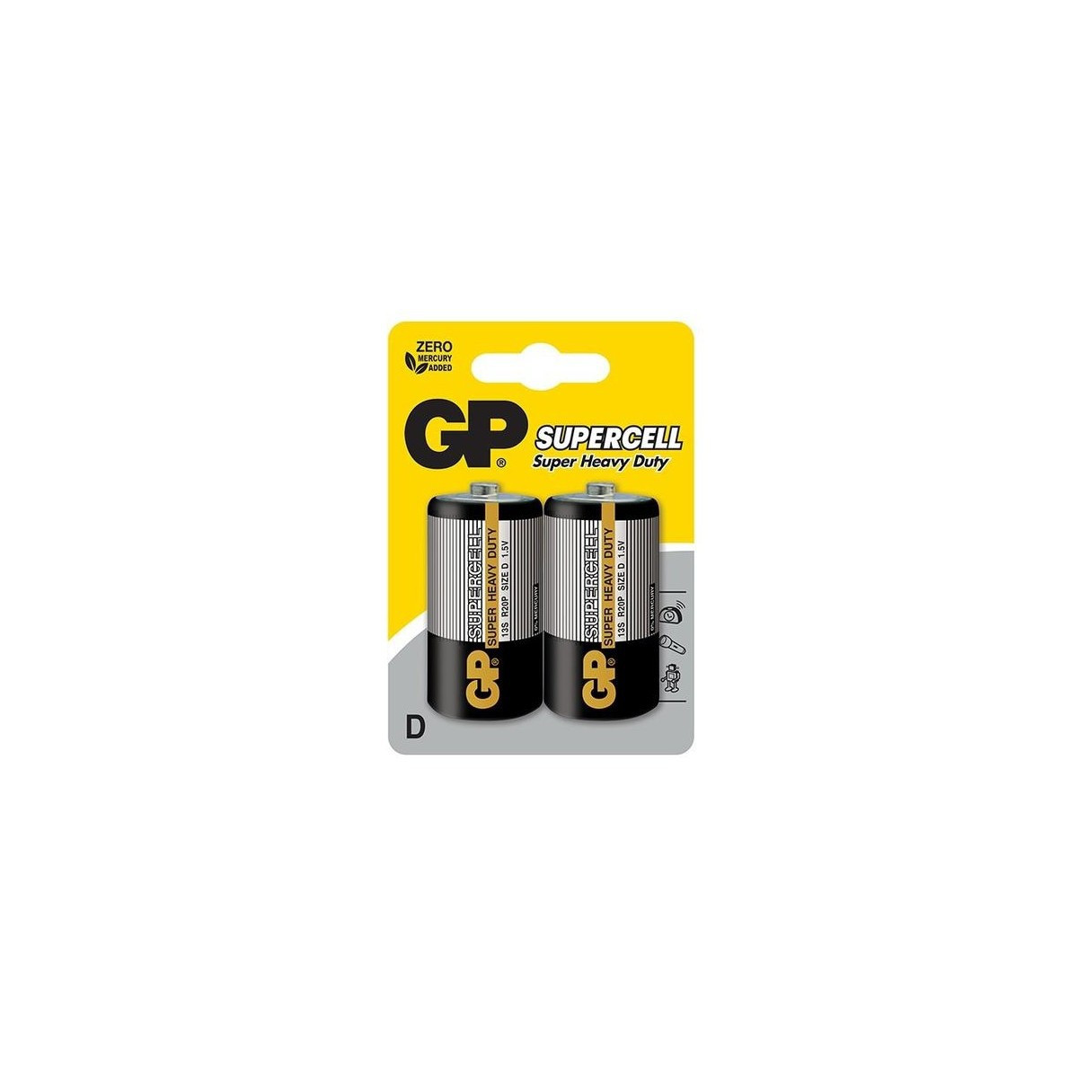 2x Piles GP Supercell D Super Heavy Duty / R20 / 1.5V