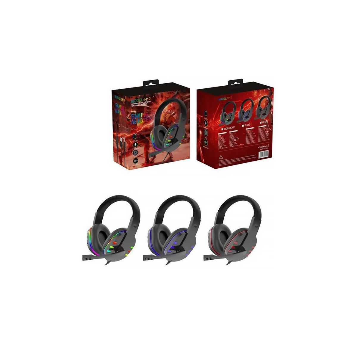 Casque Micro Gamer H12 RGB / JACK 3.5MM / Noir