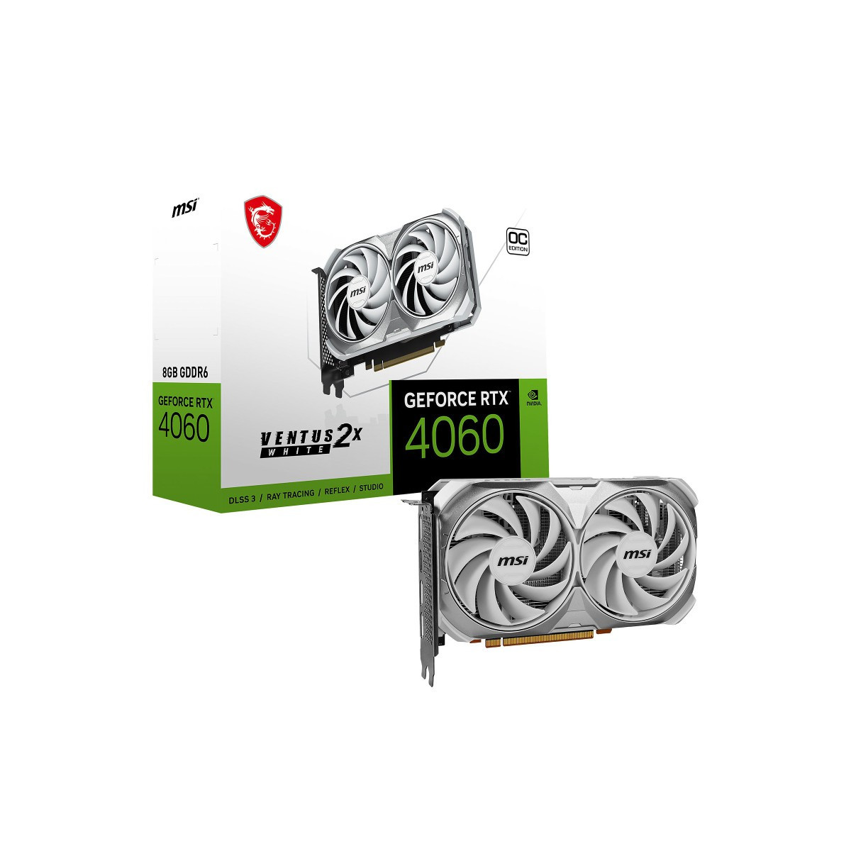 Carte Graphique MSI GeForce RTX 4060 Ventus 2X OC White Edition / 8 GB