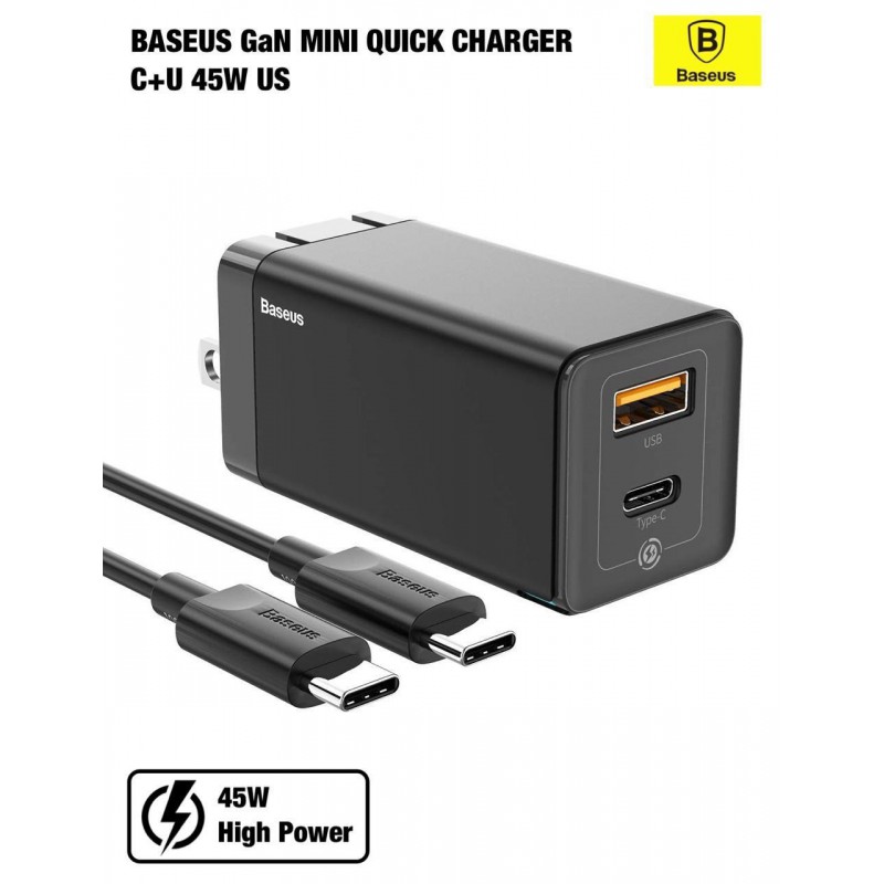 CHARGEUR MURAL RAPIDE BASEUS GAN MINI CCGAN-U01 – 45W