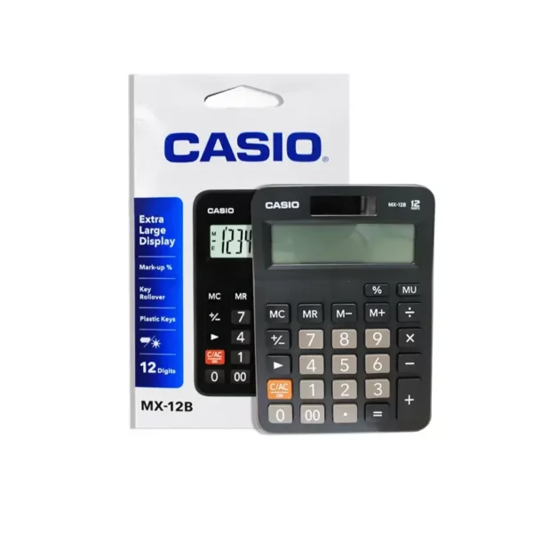 CALCULATRICE CASIO MX-12B / PILE ET SOLAIRE / 12 CHIFFRES / NOIR