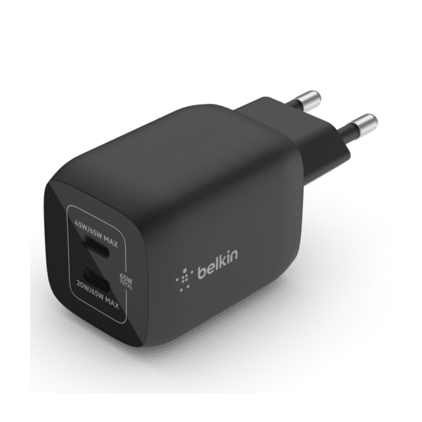 CHARGEUR MURAL BELKIN 2 PORTS / USB-C / 65W / NOIR