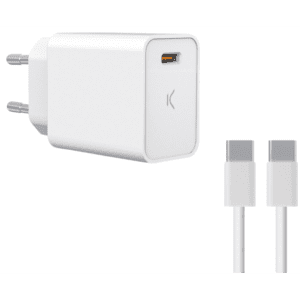 CHARGEUR MURAL KSIX TYPE-C / 20W / AVEC CABLE TYPE C / BLANC