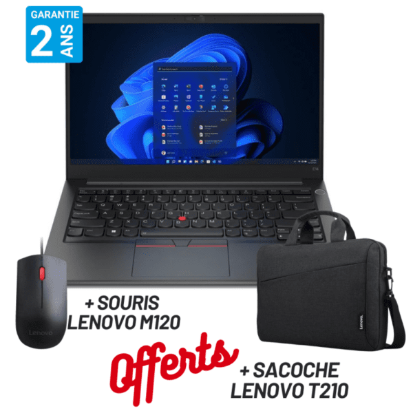 PC PORTABLE LENOVO THINKPAD E14 GEN 4 / I5-1235U / 8 GO + SACOCHE LENOVO T210 + SOURIS LENOVO M120 OFFERTS