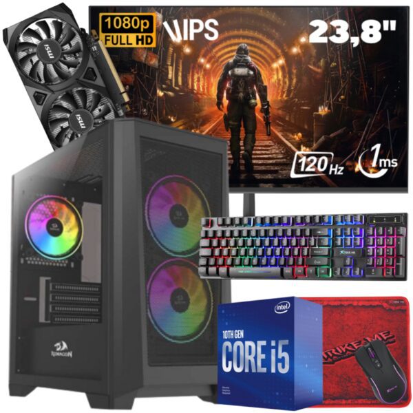 Setup Gamer Special Pc de Bureau Gaming / i5-10400F / RTX 3050 6G / 16 Go Avec Écran Aero 24" Full HD IPS 120 Hz