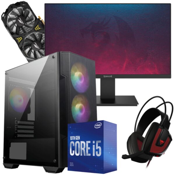 Setup Gamer SPECIAL Pc de Bureau Gaming / i5-10400F / RX 580 8G / 16 Go Avec Écran REDRAGON 21.5" Full HD VA 100 Hz