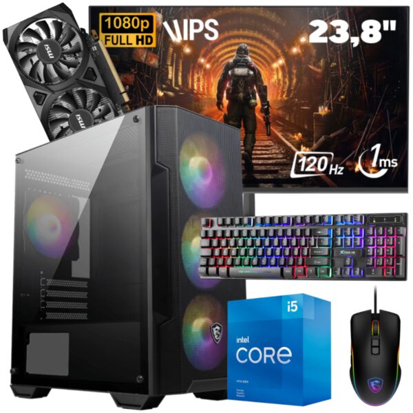 Setup Gamer Special Pc de Bureau Gaming / i5-11400F / RTX 3050 6G / 16 Go Avec Écran Aero 24" Full HD IPS 120 Hz