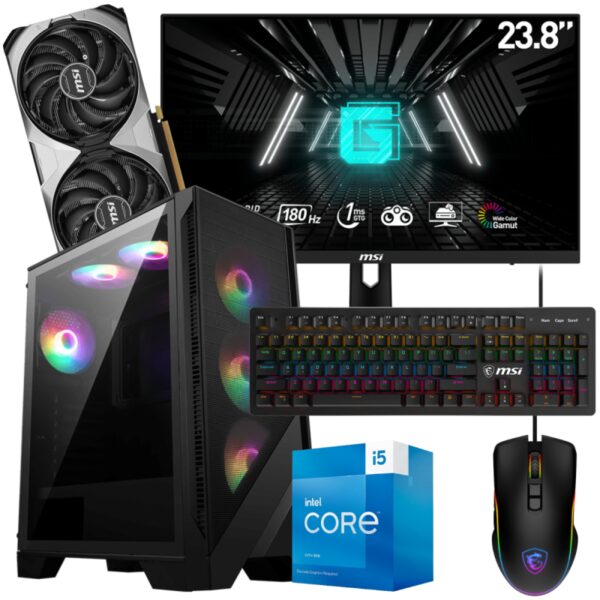 Setup Gamer SPECIAL Pc de Bureau Gaming / i5-13400F / RTX 4070 12G / 16 Go Avec Écran MSI 24" Full HD IPS 180 Hz