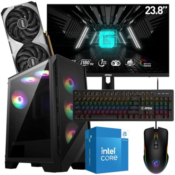 Setup Gamer SPECIAL Pc de Bureau Gaming / i5-14400F / RTX 4070 12G / 16 Go Avec Écran MSI 24" Full HD IPS 180 Hz