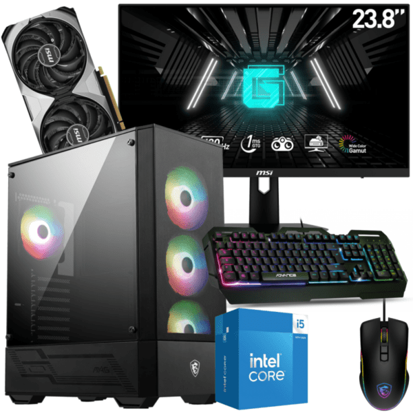 SETUP GAMER SPECIAL PC DE BUREAU GAMING / I5-14400F / RTX 4070 SUPER 12G / 32 GO AVEC ÉCRAN MSI 24" FULL HD IPS 180 HZ