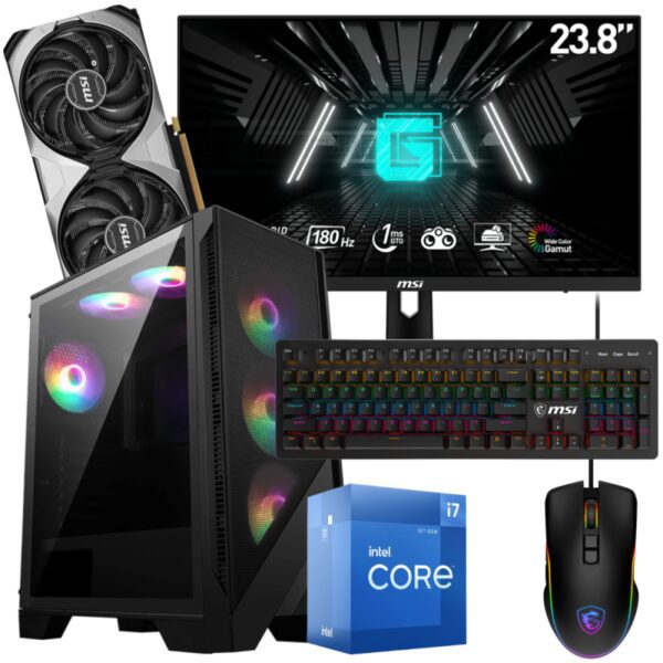 Setup Gamer SPECIAL Pc de Bureau Gaming / i7-12700 / RTX 4070 12G / 16 Go Avec Écran MSI 24" Full HD IPS 180 Hz