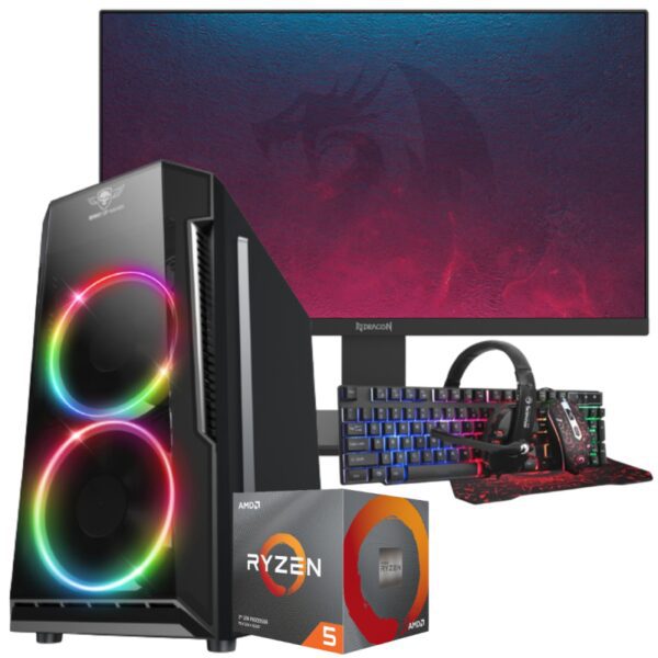 Setup Gamer SPECIAL Pc de Bureau Gaming / Ryzen 5 3400G / Vega 11 / 16 Go Avec Écran REDRAGON 21.5" Full HD VA 100 Hz