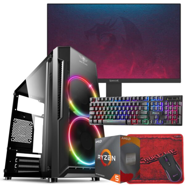 Setup Gamer Special Pc de Bureau Gaming / Ryzen 5 4600G / Vega 7 / 16 Go Avec Écran REDRAGON 21.5" Full HD VA 100 Hz